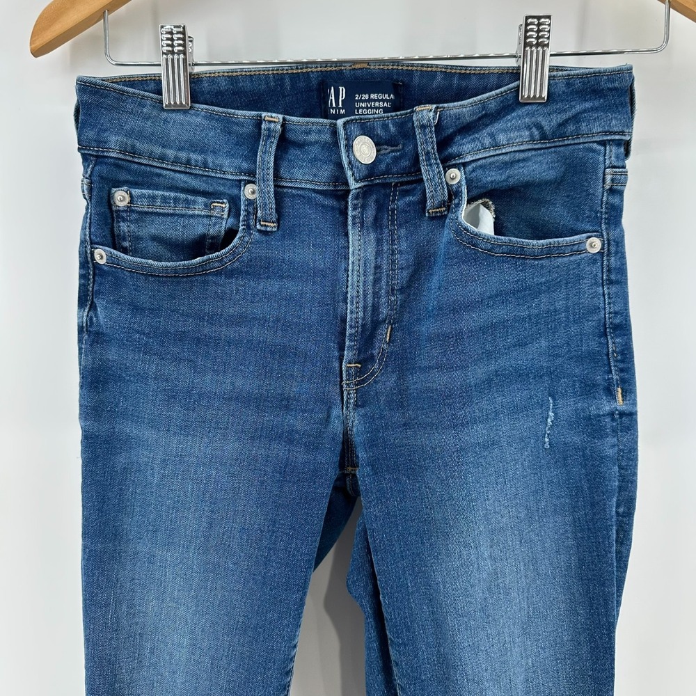 Gap Jeans Womens 2/26R Blue Denim Distressed Raw Hem Skinny Universal Legging